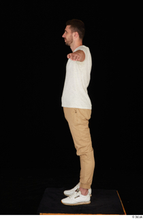  Trent brown trousers casual dressed standing t poses white sneakers white t shirt whole body 0003.jpg